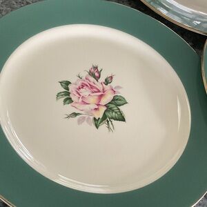 Vintage 3 Lifetime Cameo rose dinner plates. 1950/60s.